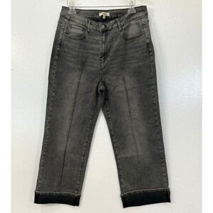 Indigo Thread Co Sz 16 Grey Wash Denim Cuffed‎ Pintuck Seam Jeans 28" Inseam